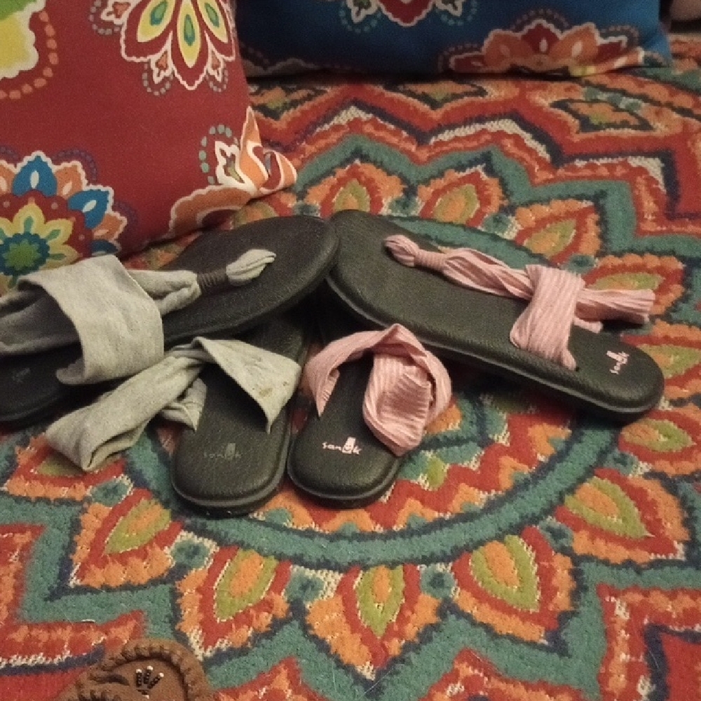 Gray and Pink Sandals